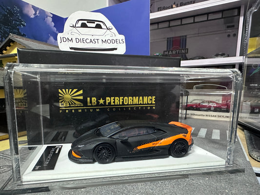LB PERFORMANCE 1:64 LIBERTY WALK LB-WORKS Huracan LP610 Matt Black/ Orange Resin
