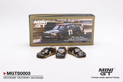 MiniGT Mercedes Benz 190E 2.5-16 Evolution II Zung Fu Cars Set of 3 Macau Guia Race 1991 MGTS0003