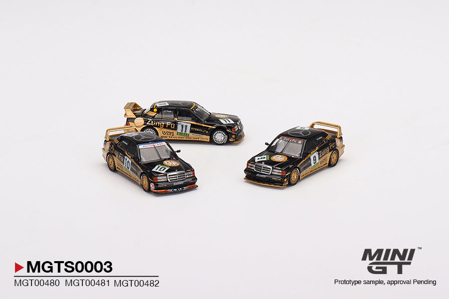 MiniGT Mercedes Benz 190E 2.5-16 Evolution II Zung Fu Cars Set of 3 Macau Guia Race 1991 MGTS0003