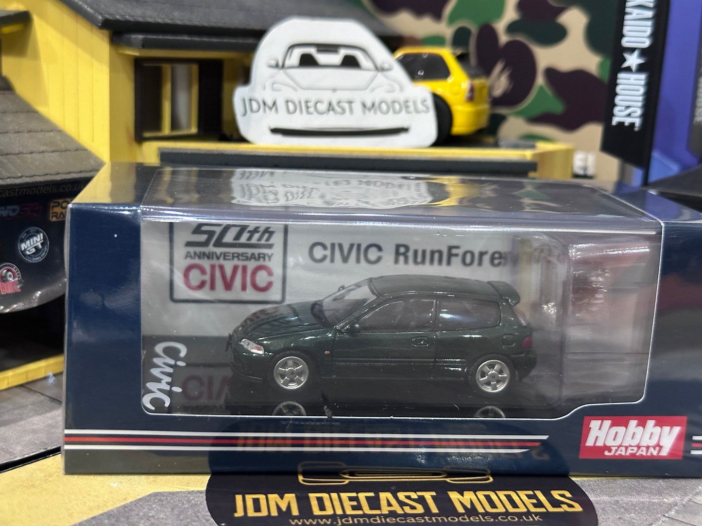 Hobby Japan Honda Civic EG6 SIR-S with Engine Display Model Lausanne Green (P) HJ641017SG