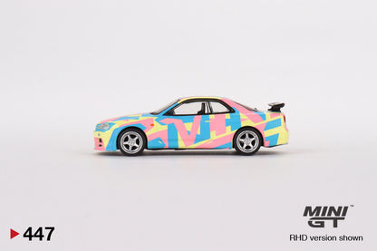 Mini GT Nissan Skyline GT-R (R34)V-Spec ll MiniGT Digital Camouflage Yellow MDX Malaysia Expo Special Edition MGT00447