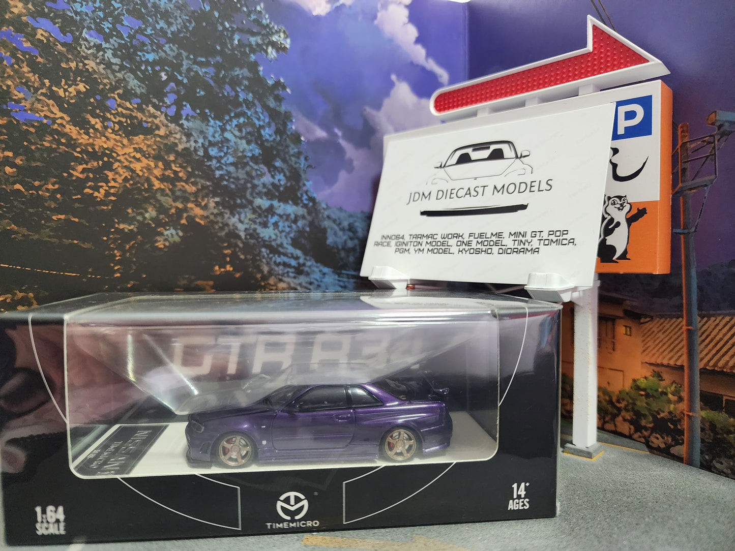 TimeMicro Skyline GT-R R34 Purple with Open Bonnet