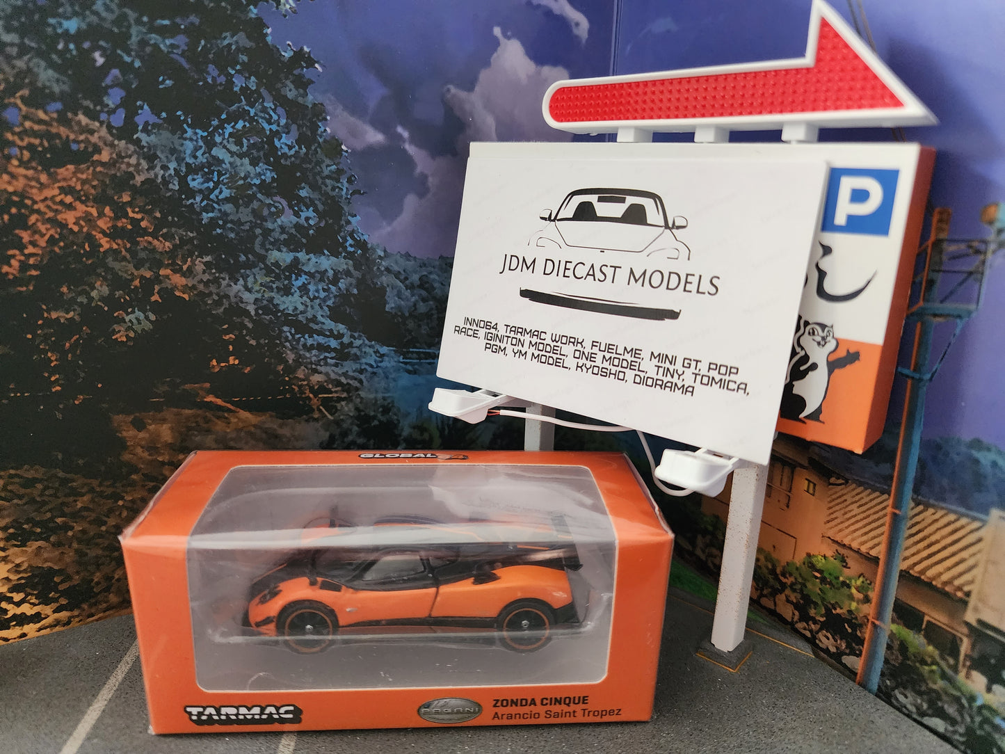 Tarmac Works Pagani Zonda Cinque Arancio Saint Tropez T64G-TL021-OR