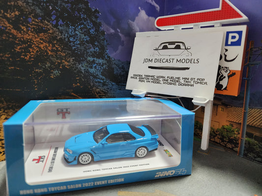 Inno64 Nissan Skyline GT-T R34 Baby Blue Hong Kong ToyCar Salon 2022 Event Edition IN64-R34-BBBL
