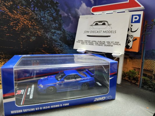 Inno64 Nissan Skyline GT-R R34 Nismo R-Tune Bayside Blue IN64-R34RT-BLU