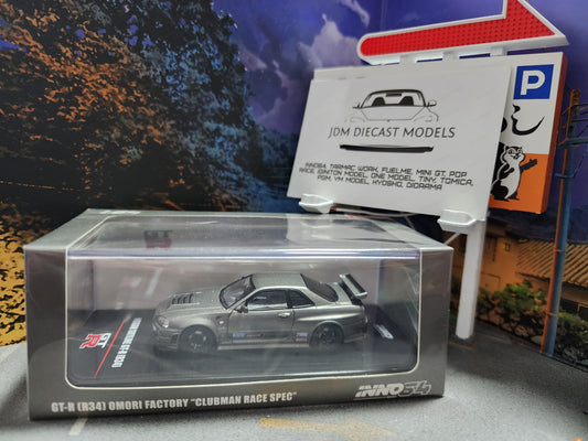 Inno64 Nissan Skyline GT-R R34 Omori Factory "Clubman Race Spec" IR64-R34-OFCRS