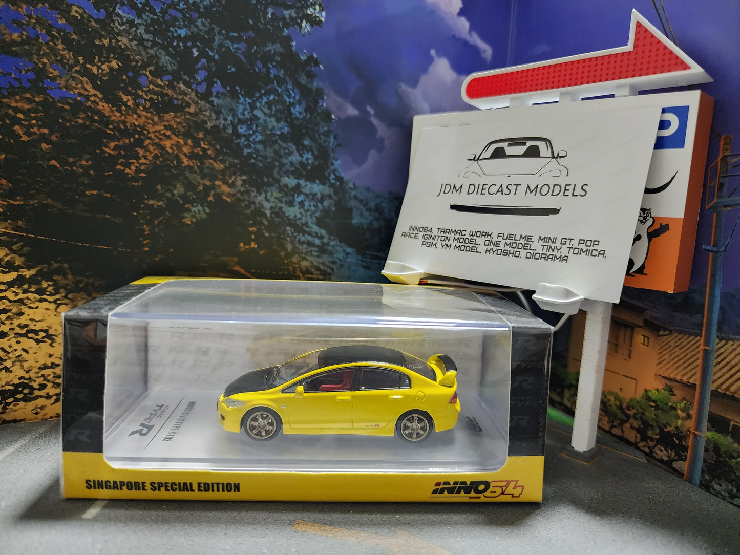 Inno64 Honda Civic Type-R FD2 Yellow Singapore Special Edition IN64-FD2-YLSS