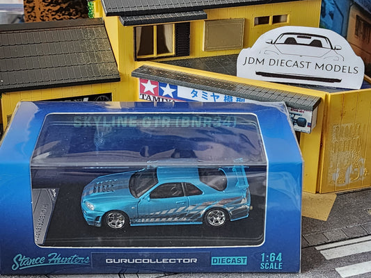 Stance Hunter Skyline GT-R BNR34 Z-tune 888pcs
Light Blue with Silver Stripes