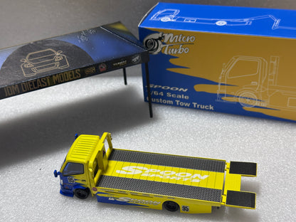 Micro Turbo Spoon Custom Tow Truck Flatbed Trailer Model
