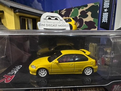 Hobby Japan Honda Civic Type R EK9 with Engine Display Model Sunlight Yellow HJ642016Y