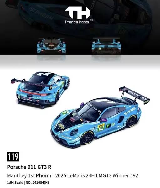 Trends Hobby Porsche 911 GT3 R LeMans 24H LMGT3 2025 Winner Manthey 1st Phorm #92 241084H