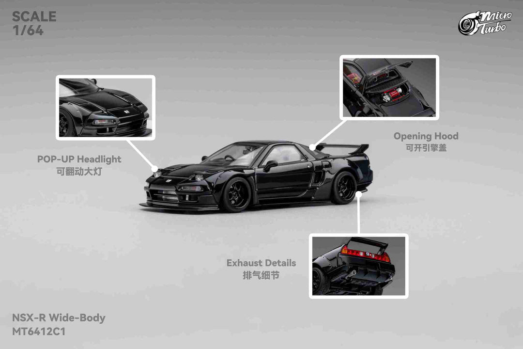 Micro Turbo Custom Honda NSX-R Wide Body Metallic Black MT6412C1