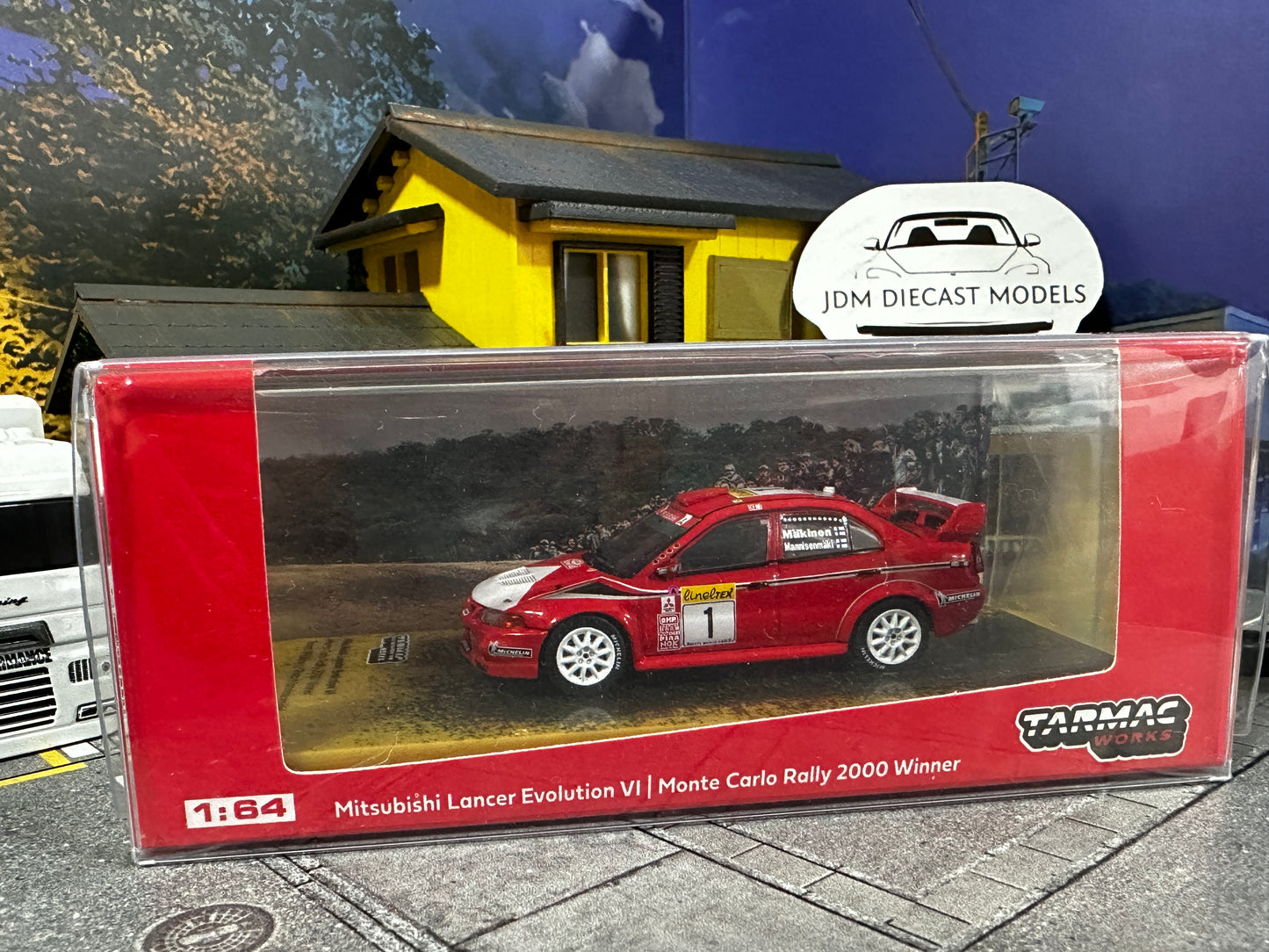Tarmac Works Mitsubishi Lancer Evolution VI Monte Carlo Rally 2000 Winner Tommi Makinen Risto Mannisenmaki T64-021-MAR