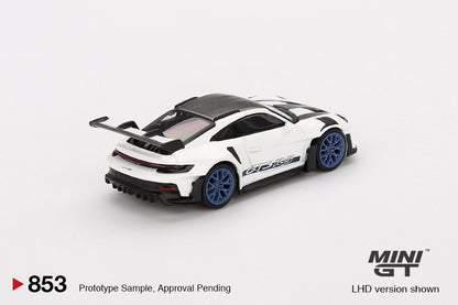 Mini GT Porsche 911 (992) GT3 RS Weissach Package White with Indigo Blue MGT00853
