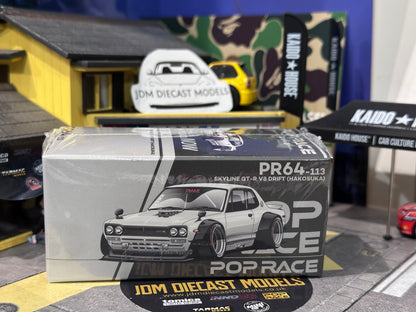 PopRace 1/64 Skyline GT-R V8 Drift (Hakosuka) White PR64-113