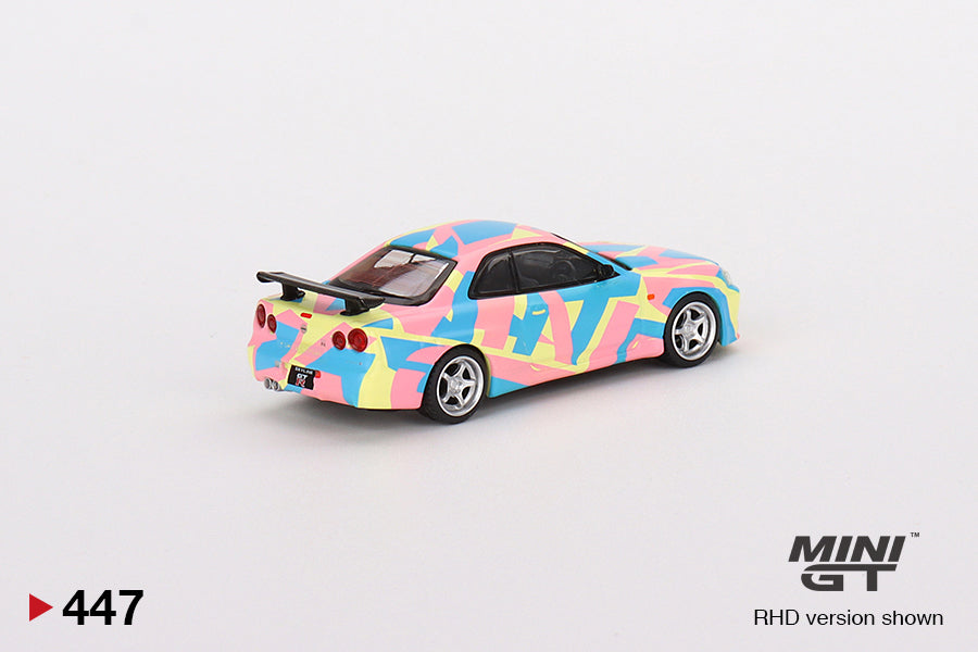 Mini GT Nissan Skyline GT-R (R34)V-Spec ll MiniGT Digital Camouflage Yellow MDX Malaysia Expo Special Edition MGT00447