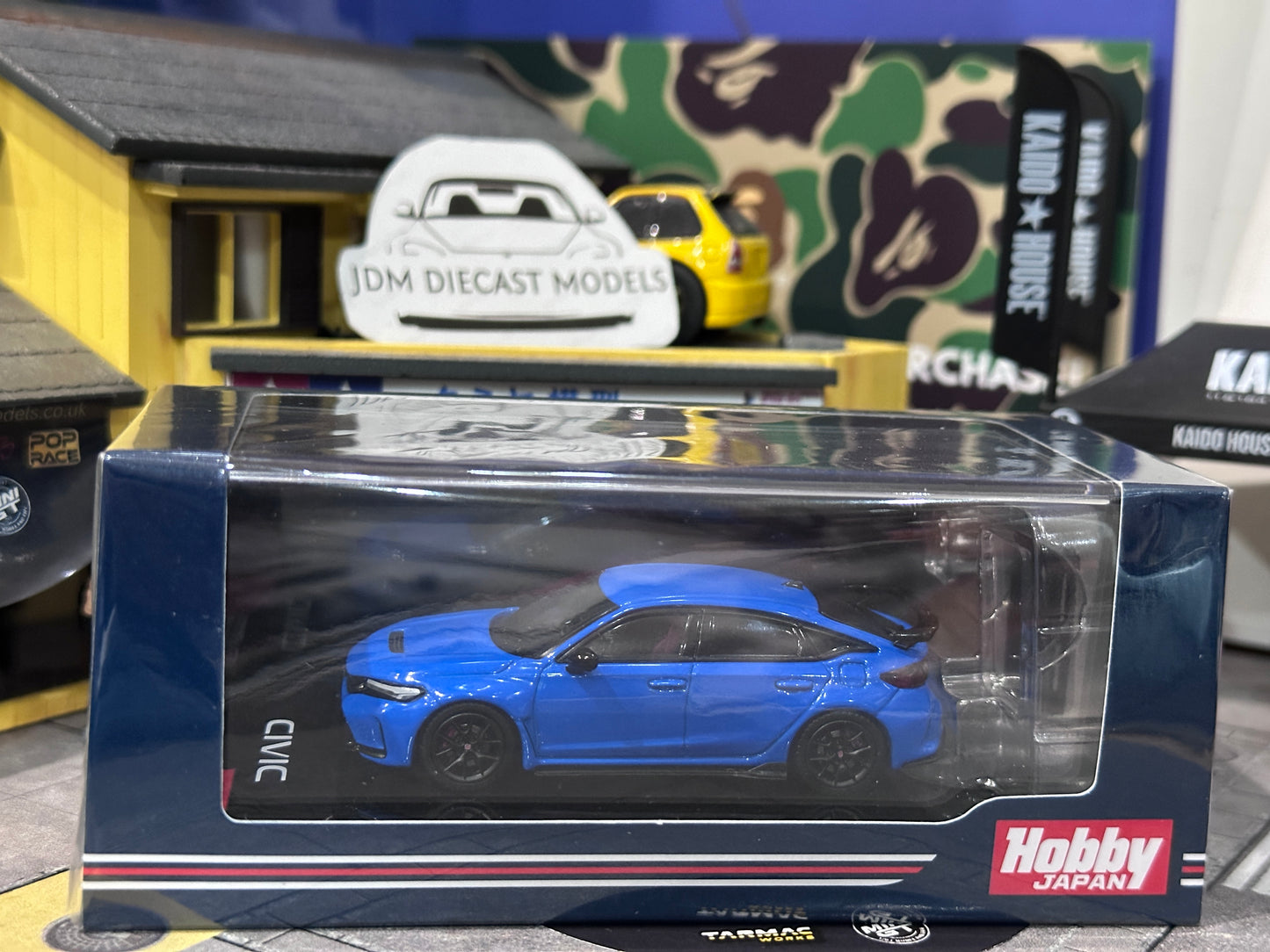 Hobby Japan Honda Civic Type R FL5 with Engine Display Model Racing Blue Pearl HJ641063BL