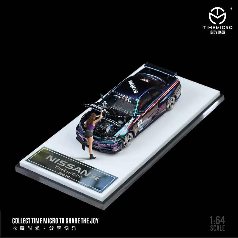 TimeMicro 1/64 Nissan GTR R34 Chameleon Purple with figure