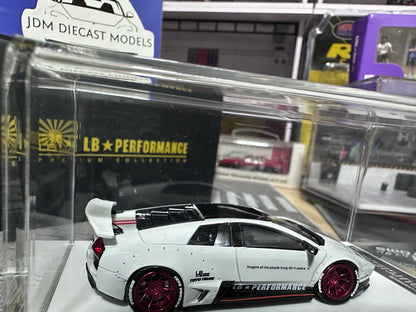 LB PERFORMANCE 1:64 LIBERTY WALK LB-WORKS Murcielago LP670 White/Red Resin Rare 047/999pcs