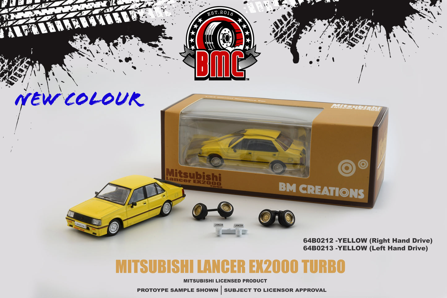 BM Creations Mitsubishi Lancer EX2000 Turbo Yellow (RHD) 64B0212