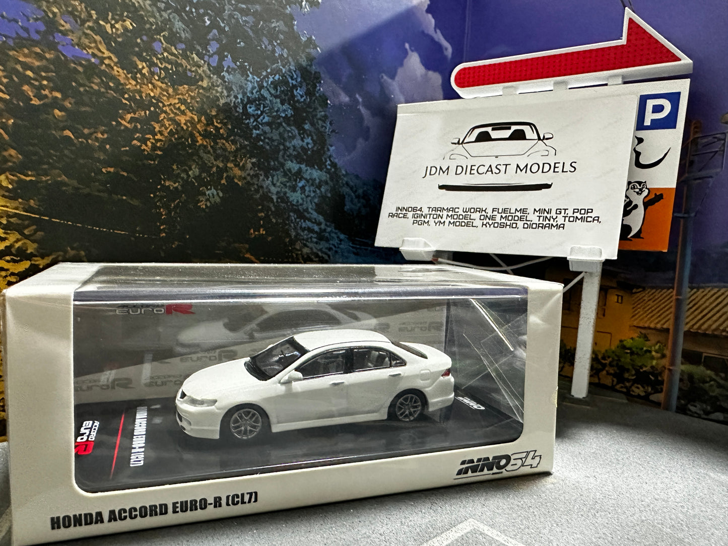 Inno64 Honda Accord Euro-R CL7 Premium Pearl White with Extra Decals And Extra Wheels IN64-CL7-PWP