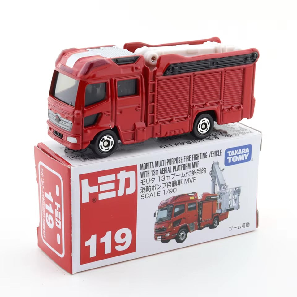 Takara Tomy Tomica No. 119 Morita Multi-Purpose Fire Fighting Vehicle with 13m Aerial Platform MVF