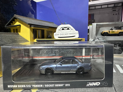 Inno64 Nissan Silvia S13 Pandem Rocket Bunny V1 2-Tones Blue/Grey Metallic