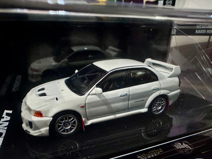 Hobby Japan Mitsubishi Lancer GSR Evolution V CP9A 1998 with Mud Flag Scortia White HJ642032AW