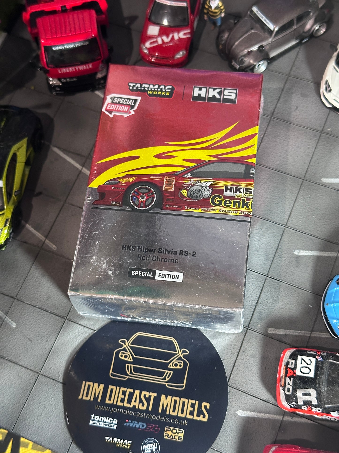 Tarmac Works HKS Hiper Silvia RS-2 Tokyo Auto Salon 2025 Special Edition Red Chrome T64G-023-HKSRC