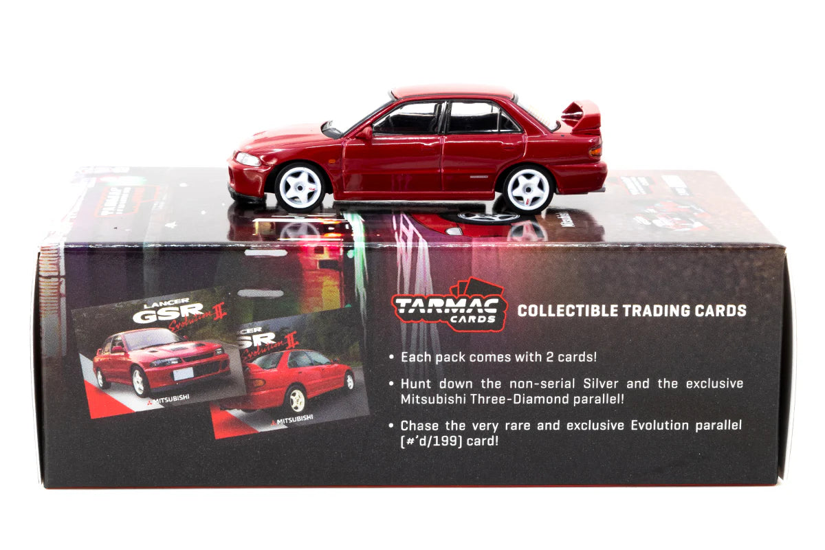 Tarmac Works Mitsubishi Lancer GSR Evolution II + Trading Cards (Red) T64G-049-RE