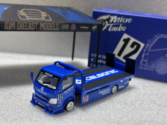 Micro Turbo Blue Calsonic H300 Flatbed Tow Truck Custom MT6405A10