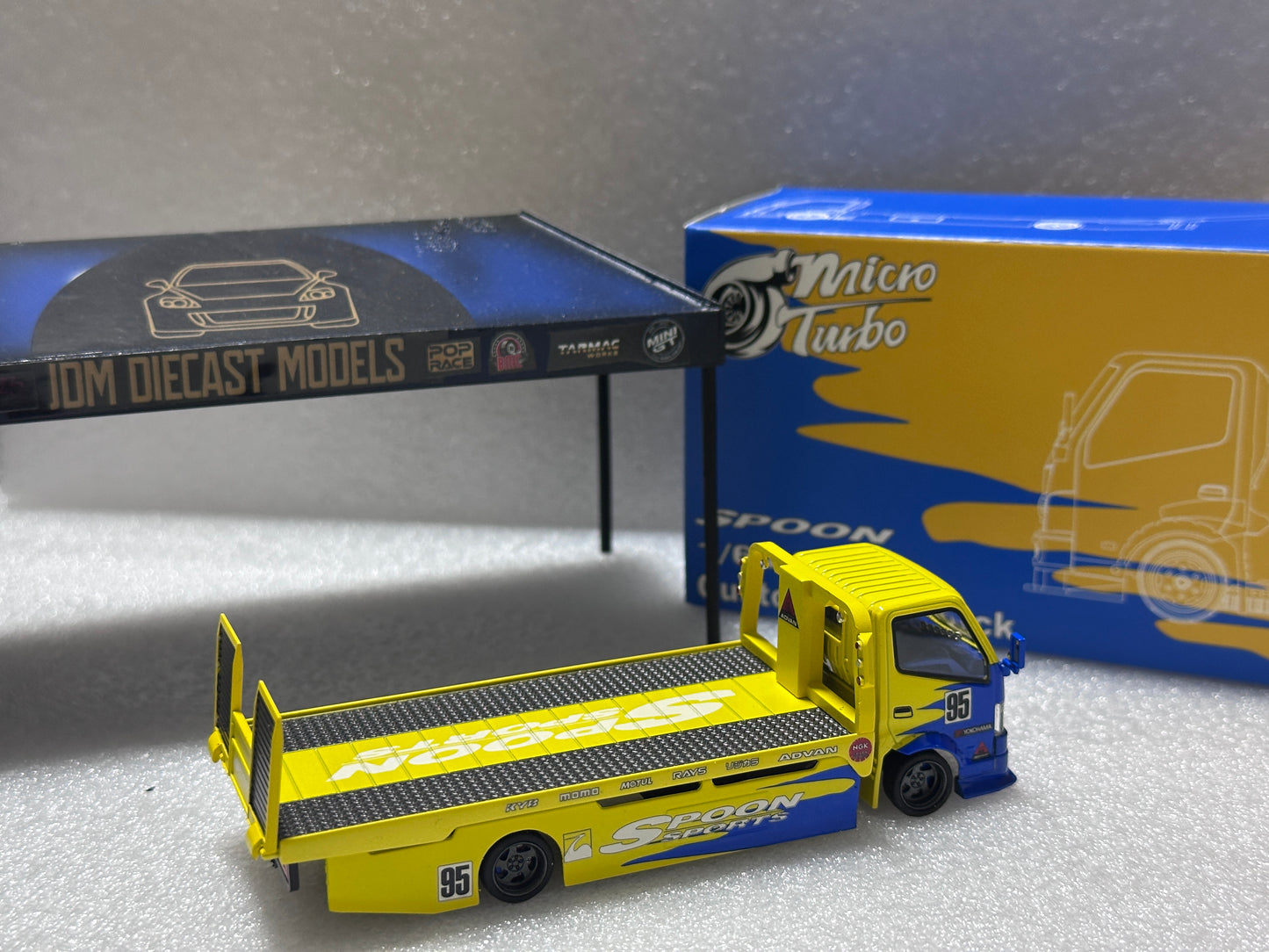 Micro Turbo Spoon Custom Tow Truck Flatbed Trailer Model