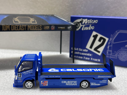 Micro Turbo Blue Calsonic H300 Flatbed Tow Truck Custom MT6405A10