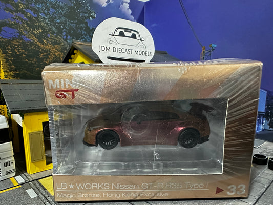 Mini GT LB★WORKS Nissan GT-R (R35) Magic Bronze Type 1, Rear Wing Ver 1 Hong Kong Exclusive MGT00033-R