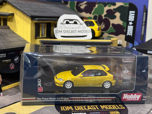 Hobby Japan Honda Civic Type R EK9 with Engine Display Model Sunlight Yellow HJ642016Y