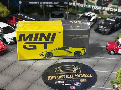 Mini GT Chevrolet Corvette Stingray Accelerate Yellow Metallic MGT00195