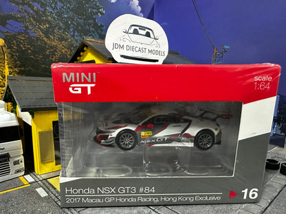 Mini GT Honda NSX GT3 #84 2017 Macau GP Honda Racing, Hong Kong Exclusive MGT00016