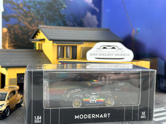 MODERNART BLACK/DECALS DWARFED 993 TURBO RWB APPLE PORSCHE WITH FIGURINE