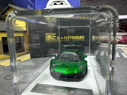 LB PERFORMANCE 1:64 LIBERTY WALK LB-WORKS Aventador LP700 Chrome Green Resin