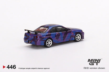 Mini GT Nissan Skyine GT-R (R34) V-Spec II MINI GT Digital Camouflage Purple MINI GT 5 Years Anniversary Model LTD 9999 pcs MGT00446-R