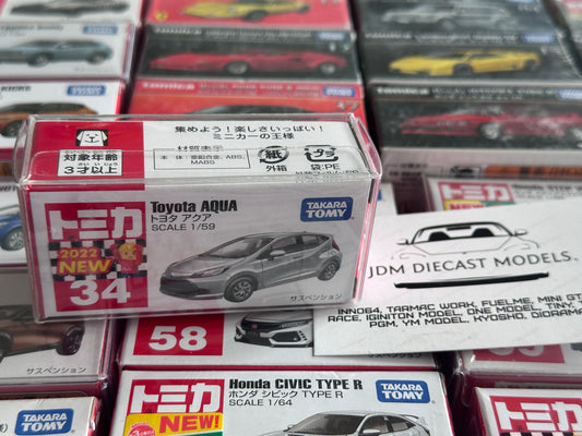 Takara Tomy Tomica No. 34 Toyota AQUA Silver 2022 First Release