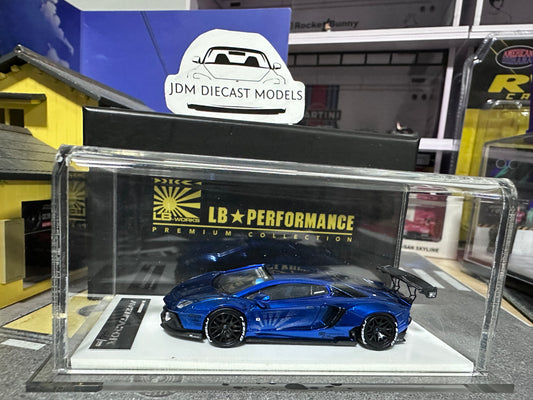 LB PERFORMANCE 1:64 LIBERTY WALK LB-WORKS Aventador LP700 Chrome Blue Resin
