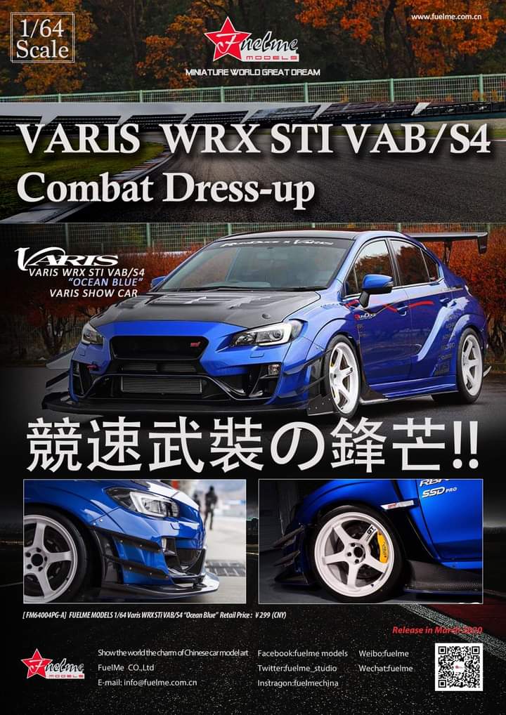 Fuelme Resin Varis WRX STi VAB/S4 Wide Body Ocean Blue FM64004PG-A
