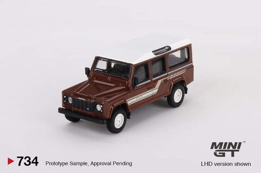 Minigt Land Rover Defender 110 1985 County Station Wagon Russet Brown