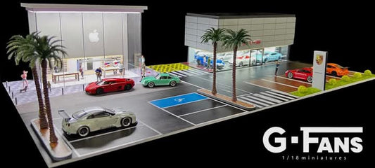 GFans 1/64 LED light Porsche Center / Apple Store Diorama with Car Parking Lot (No car)