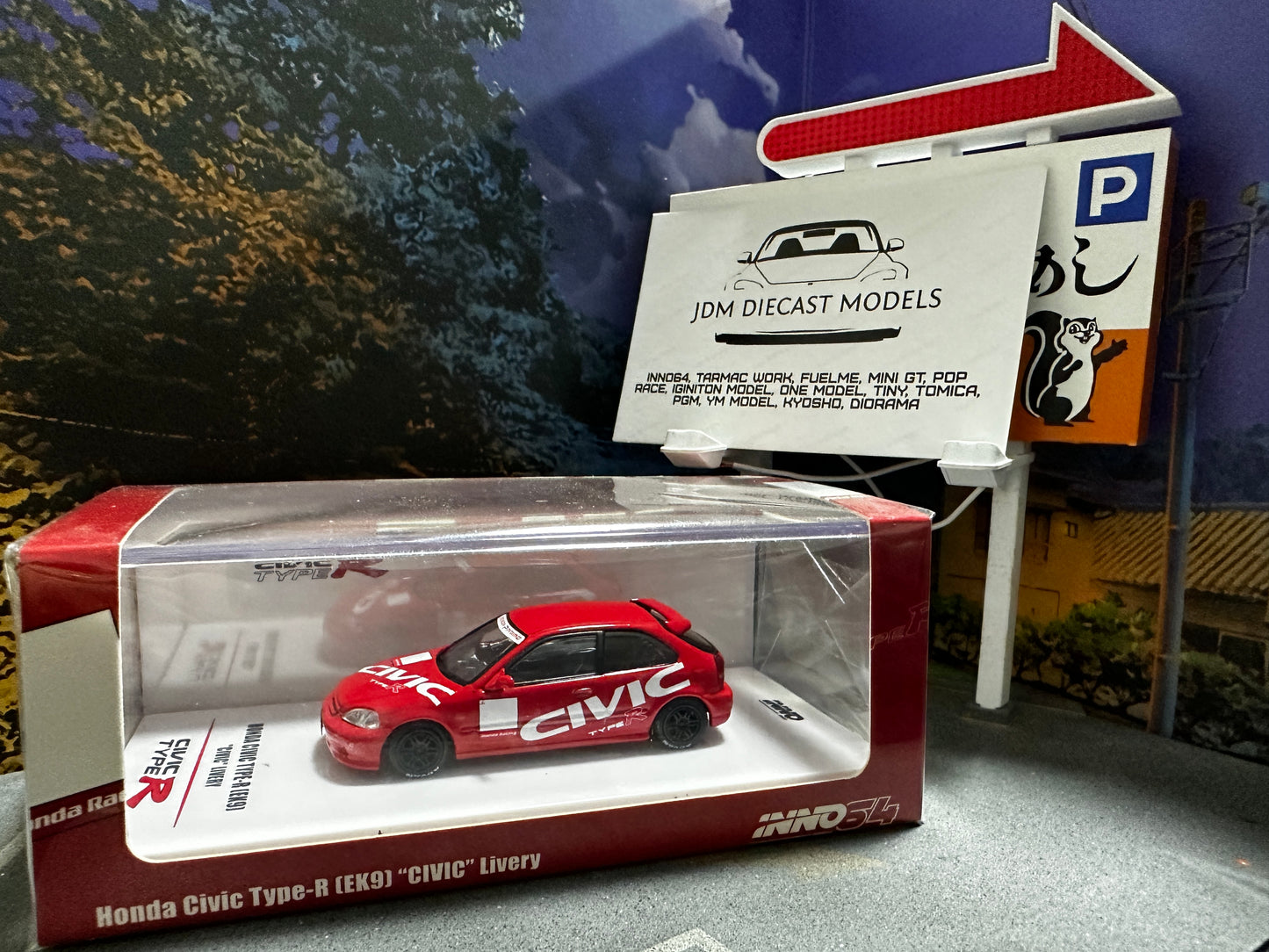 Inno64 Honda Civic Type-R EK9 Red Civic Livery IN64-EK9-REDC
