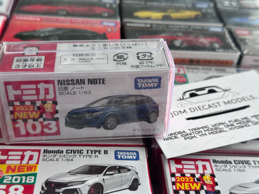 Takara Tomy Tomica No. 103 Nissan Note Blue 2022 First Release