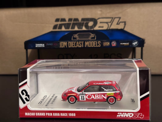Inno64 Honda Civic EF3 #13 “TEAM CABIN” Macau Grand Prix Guia Race 1988 IN64-EF3-13CBM
