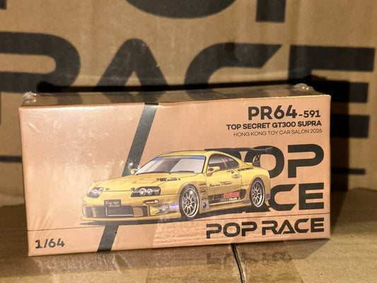 In Stock! PR640591 Pop Race Top Secret GT300 Supra Gold Chrome Hong Kong ToyCar Salon