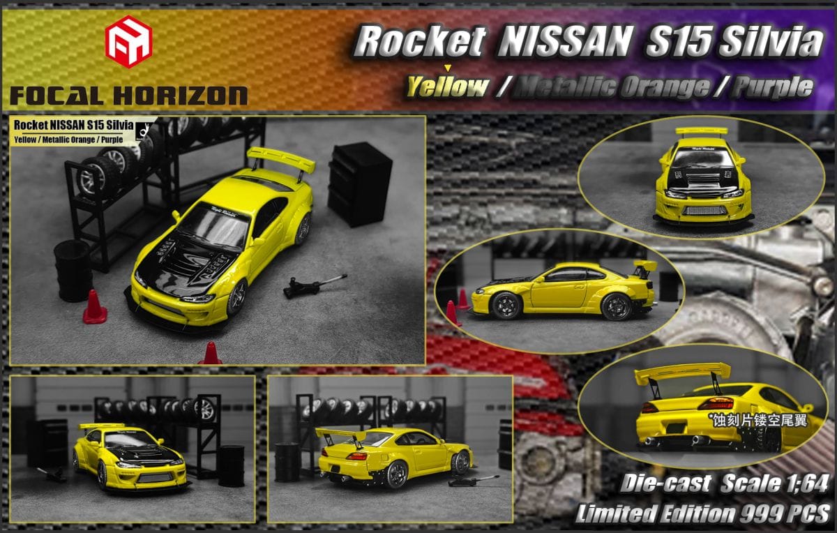 Focal Horizon Silvia S15 Pandem Rocket Bunny Black Hood -Yellow / Purple / Metallic Orange